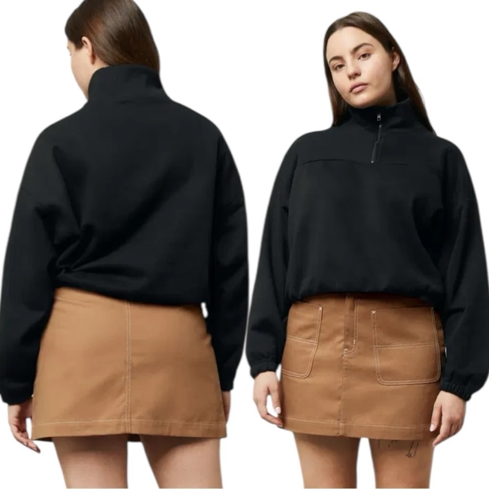Weekday Lou Sweatshirt Organic Cotton Black Cropped Women’s Size XS